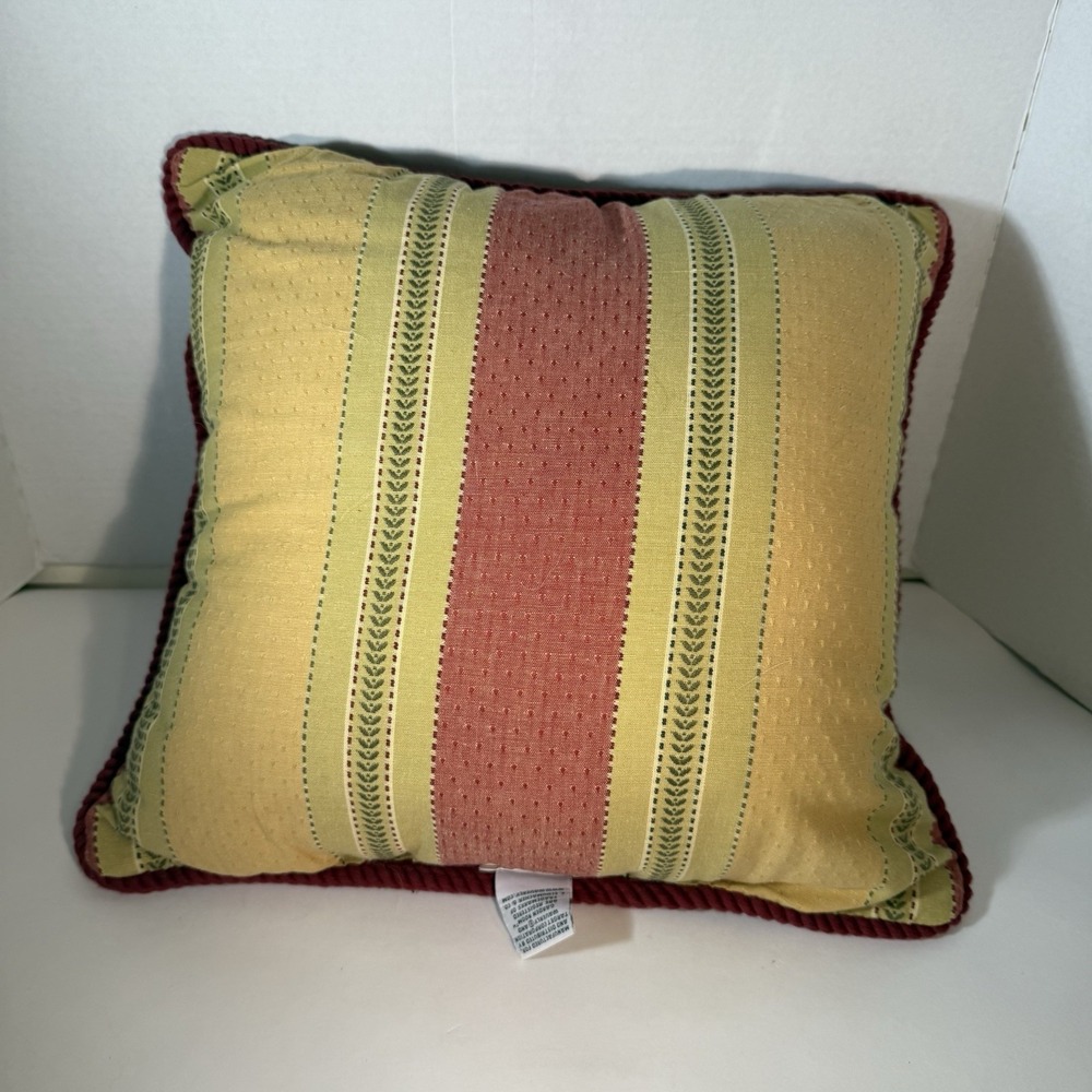 Waverly Capulet Stripe Upholstery Fabric Jacquard Cotton Pillow Gold Red 17x17 - Picture 5 of 9